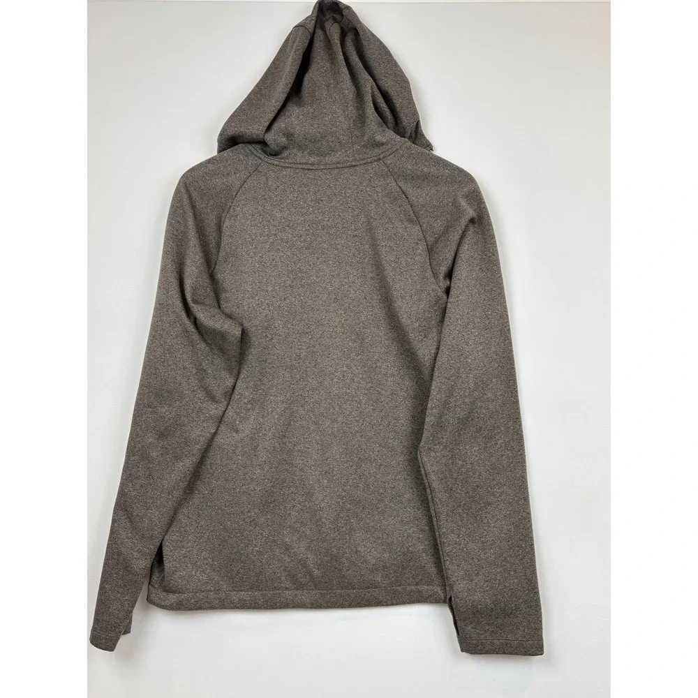 The North Face Mens Full Zip Hoodie Brown Heather Fleece Jacket Thumbholes M